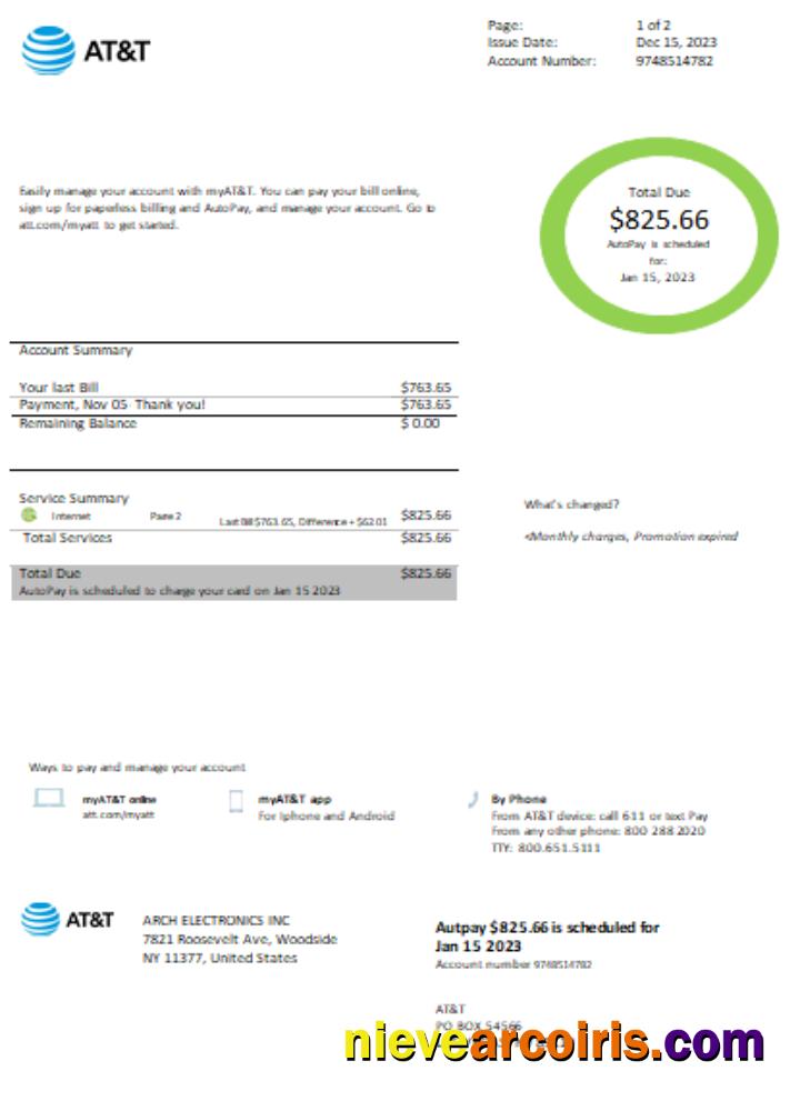 Texas AT&T easy to fill utility business bill